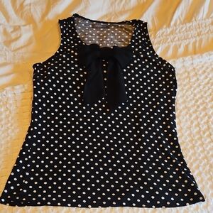 Polka Dot Sleeveless Top with Bow Xl